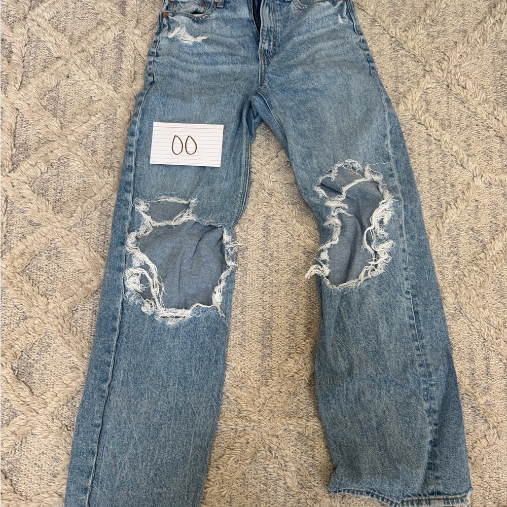 American Eagle Outfitters Blue Straight Jeans Distressed Style